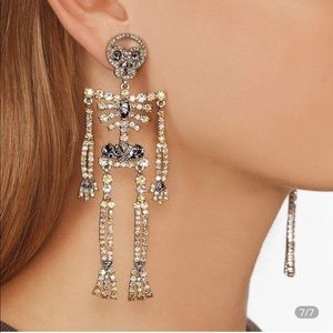 Rhinestone Skeleton Halloween Earrings